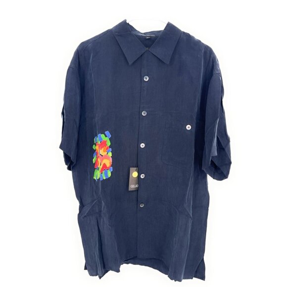Gillio Button Up Shirt Blue Abstrat Mens Sz L NWT Ricardo - Picture 2 of 8